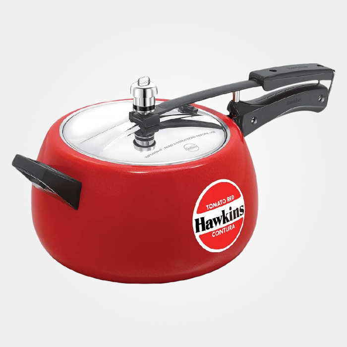 Hawkins Contura Ceramic Pressure Cooker 5 Litre Red (Aluminium)